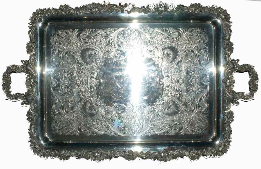 English Scroll (Silverplate, Hollowware) Silverplate Waiter Tray by International Silver-1