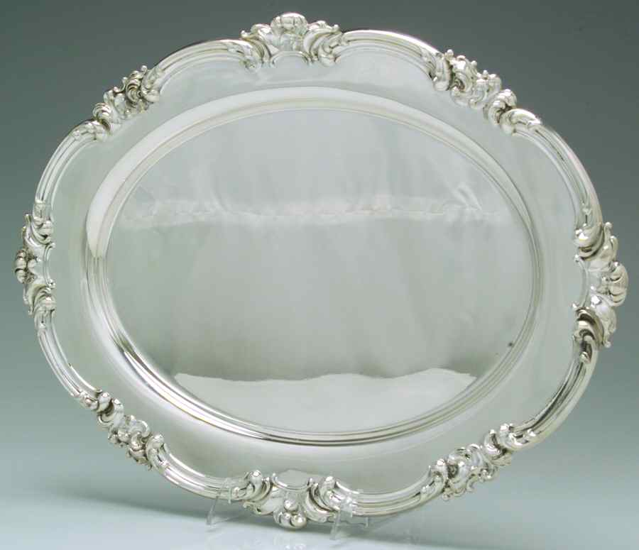 C2565 (Sterling, Hollowware) Medium Sterling Meat Plate No Well by International Silver-1