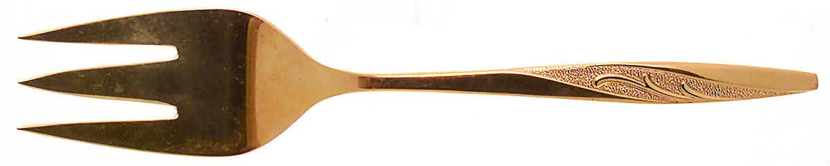 Golden Charm (Gold Electroplate) Medium Solid Cold Meat Serving Fork by International Silver-1