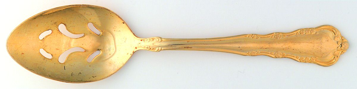 Laurel Gold (Gold Electroplate) Pierced Tablespoon (Serving Spoon) by International Silver-1