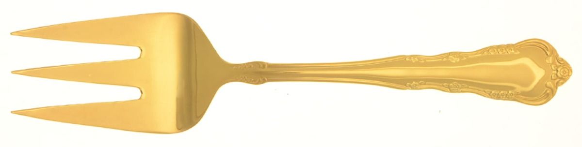 Laurel Gold (Gold Electroplate) Medium Solid Cold Meat Serving Fork by International Silver-1
