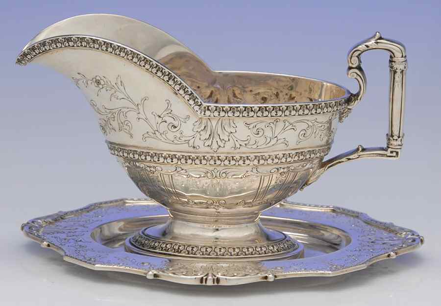 Marie Antoinette (Sterling, Hollowware) Sterling Gravy Boat & Underplate by International Silver-1