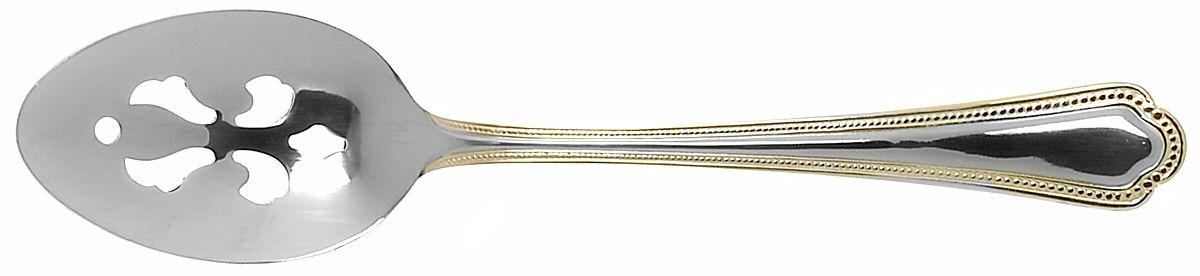 Colonial Bead (Stainless Goldacc) Pierced Tablespoon (Serving Spoon) by International Silver-1