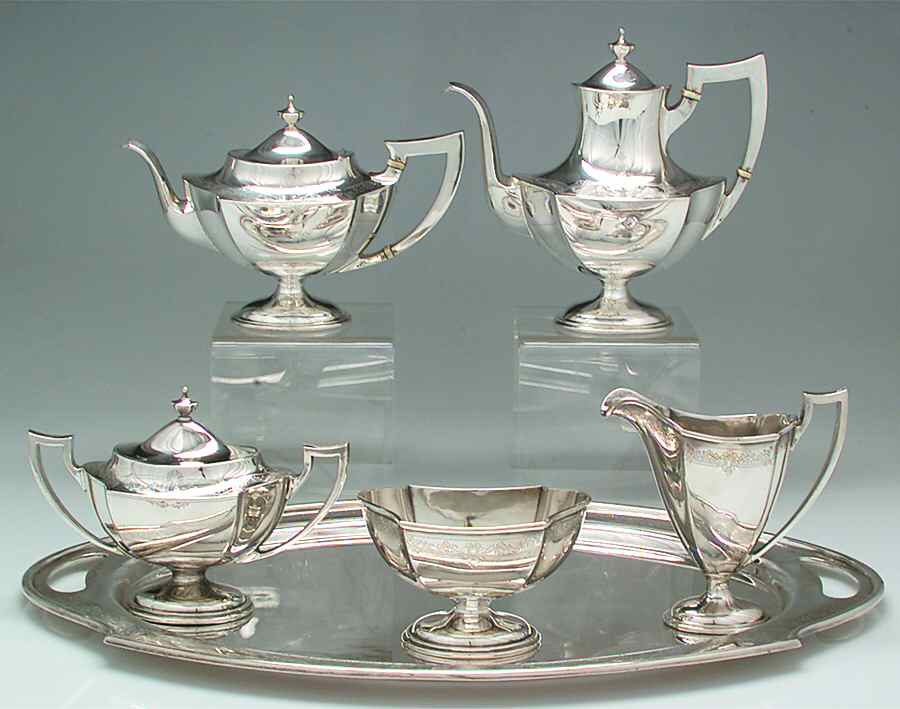 815A (Sterling, Hollowware) 6 Piece Tea Set (SCP, STP, SCR, SSU, SWB, WTL) by International Silver-1