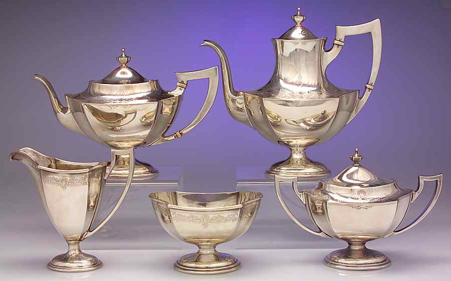 815A (Sterling, Hollowware) 5 Piece Tea Set (SCP, STP, SCR, SSU, SWB) by International Silver-1