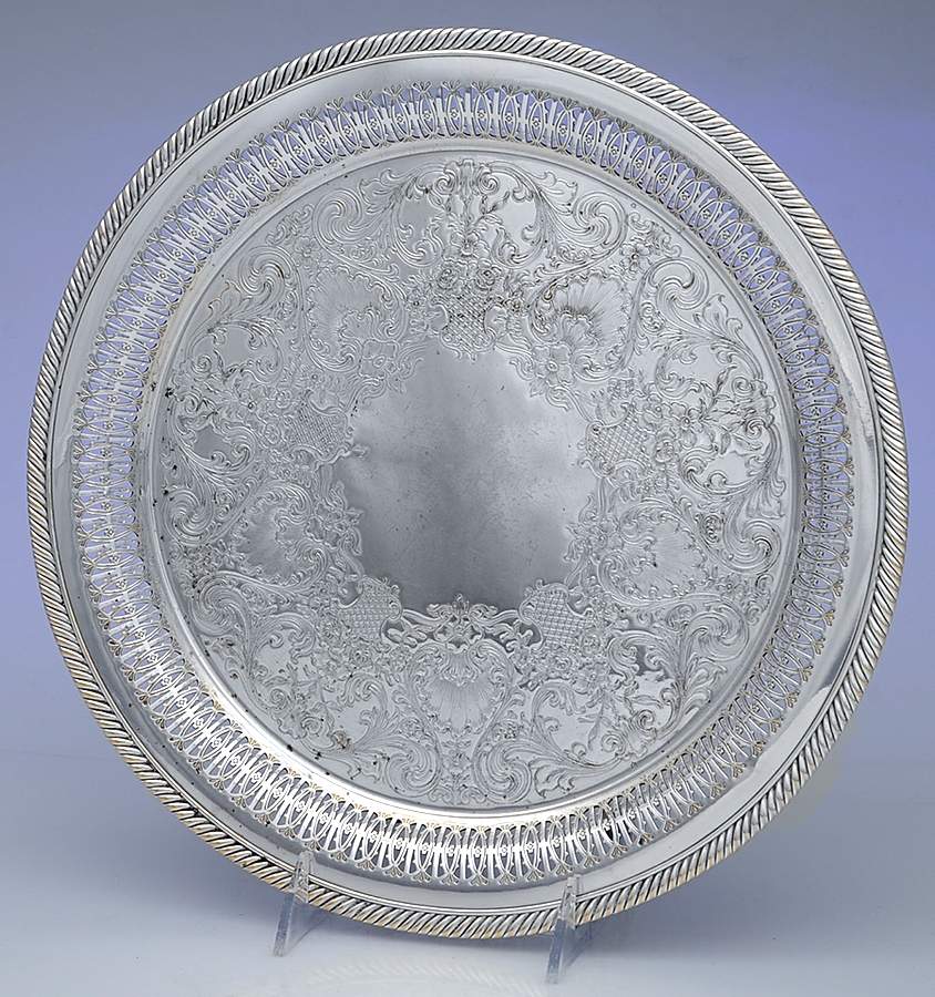 623 (Silverplate, Hollowware) 12" Pierced Round Tray by International Silver-1