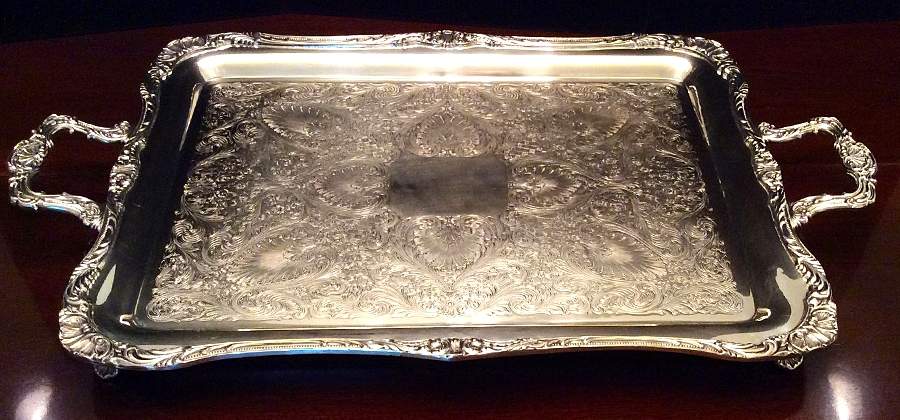 292 (Silverplate, Hollowware) Large Silverplate Waiter Tray by International Silver-1