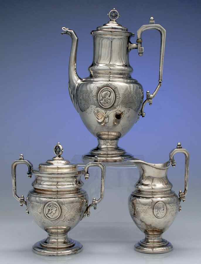 2136 (Silverplate, Hollowware) 3pc Coffee Set (Cp, Cr, Su) by International Silver-1