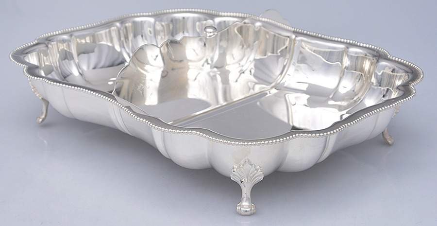 Silverplate Hollowware 12" Rectangular Divided Double Vegetable Bowl by Israel Freeman & Son Ltd-1