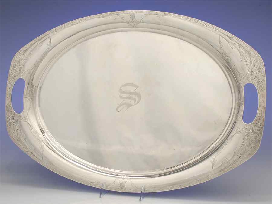 Sedan (Strl, Hlwr, Engraved Floral Swags) 24" Waiter Tray by International Silver-1