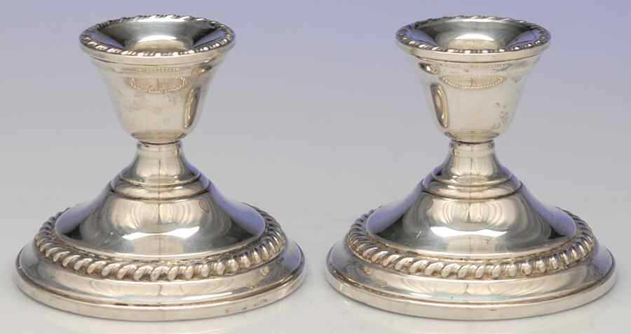 11615 (Sterling, Hollowware) Pair of Weighted Console Candleholders by International Silver-1