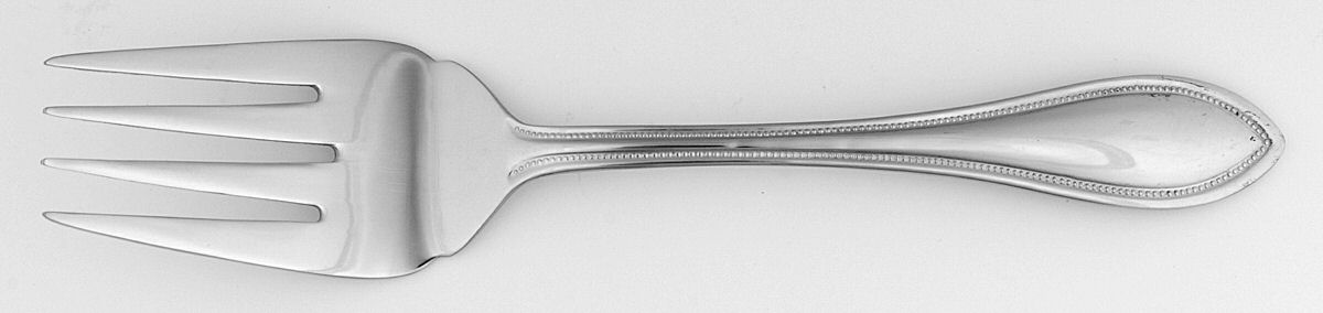 American Bead (Stainless, 18-0) Medium Solid Cold Meat Serving Fork by International Silver-1