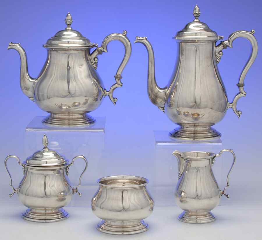 C348 (Sterling, Hollowware) 5 Piece Tea Set (SCP, STP, SCR, SSU, SWB) by International Silver-1