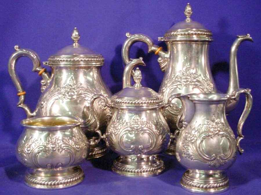 C377C (Sterling, Hollowware) 5 Piece Tea Set (SCP, STP, SCR, SSU, SWB) by International Silver-1