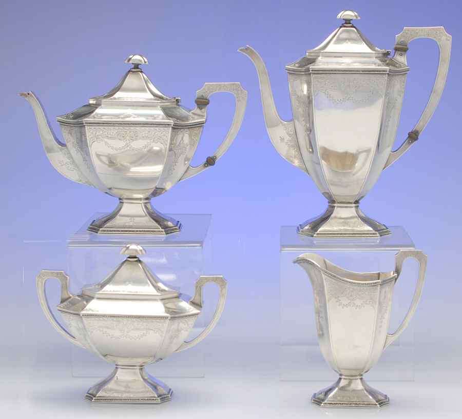 2307 (Sterling, Hollowware) 4 Piece Tea Set (SCP, STP, SCR, SSU) by International Silver-1