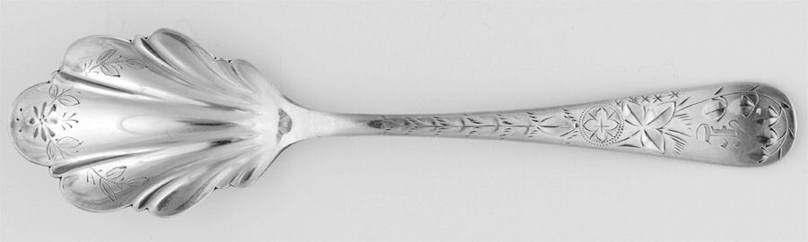 INS514 (Silverplate) Spoon-Sugar Shell/Bright Cut by International Silver-1