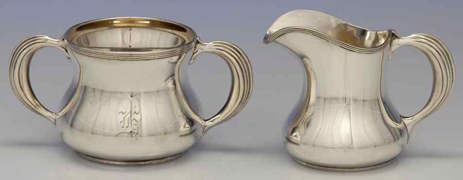 C2107 (Sterling, Hollowware) Creamer & Open Sugar Set by International Silver-1