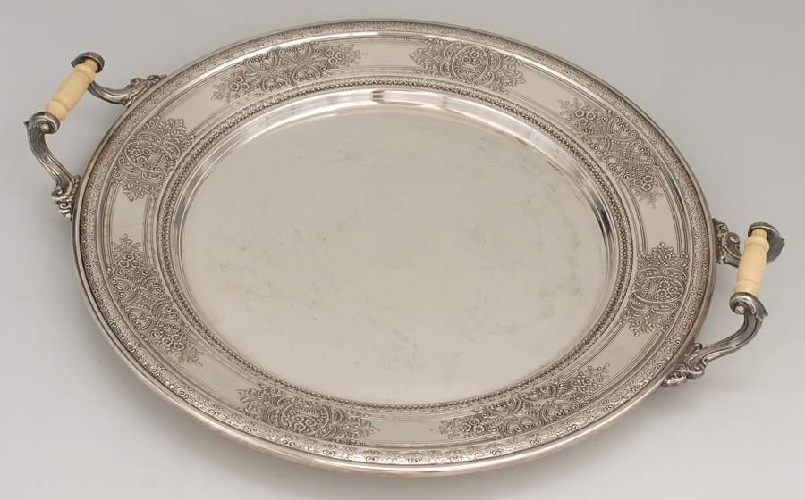 9300 (Silverplate, Hollowware) 11" Round Handled Tray by International Silver-1
