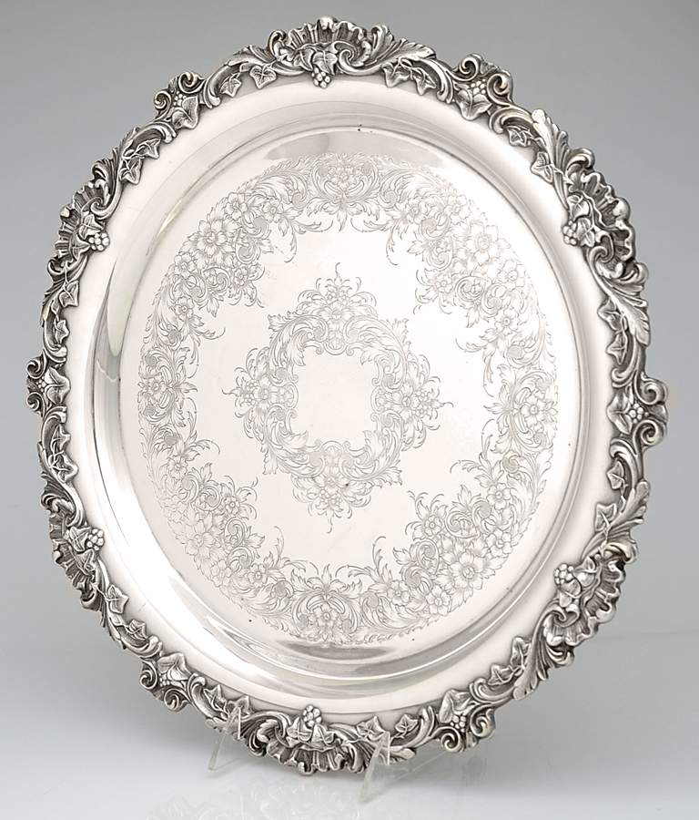 English Scroll (Silverplate, Hollowware) 16" Round Tray by International Silver-1