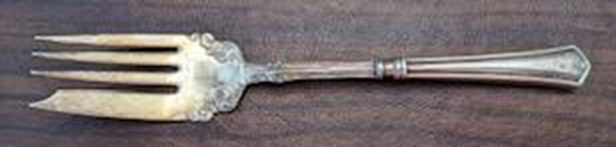 INS532 (Sterling) Medium Cold Meat Serving Fork, Plated Tines by International Silver-1