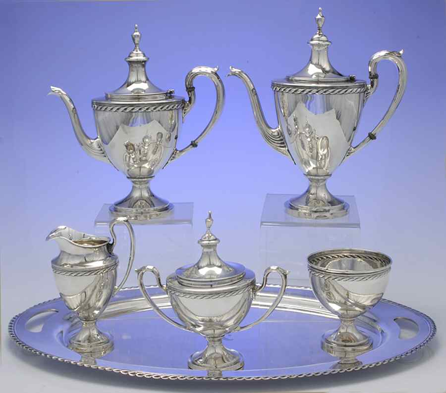 B330 (Sterling, Hollowware) 6 Piece Tea Set (SCP, STP, SCR, SSU, SWB, WT24) by International Silver-1