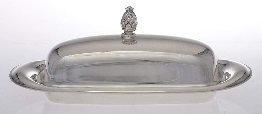 987 (Silverplate, Hollowware) 1/4 Pound Covered Butter & Liner by International Silver-1