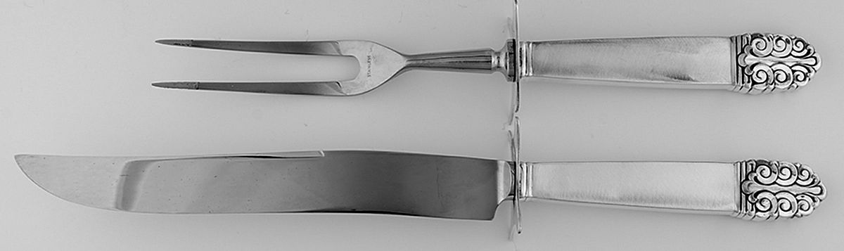 Northern Lights (Sterling, 1946, Burnished) (2 Pc)Carving Set-Lg Stnbl/Roast w/Sterling Guard by International Silver-1