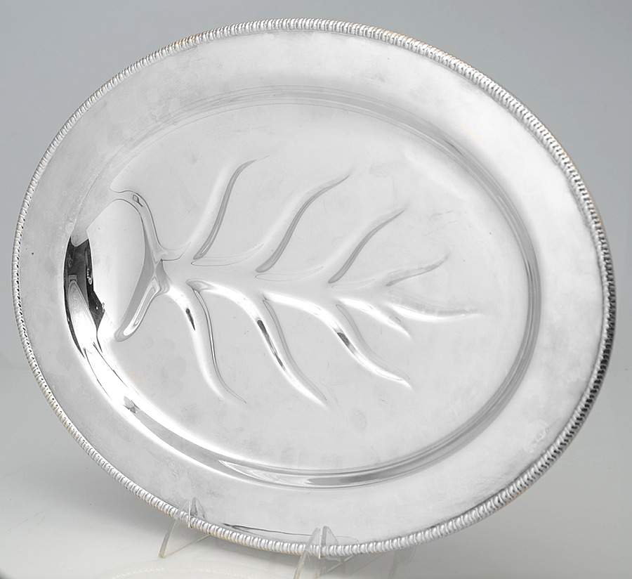 4335 (Silverplate, Hollowware) 16" 4 Toed Meat Platter with Well by International Silver-1