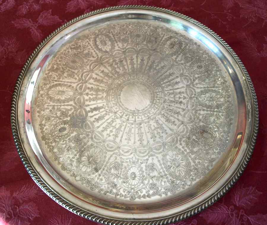 874 (Silverplate, Hollowware) Round Silverplate Tray by International Silver-1