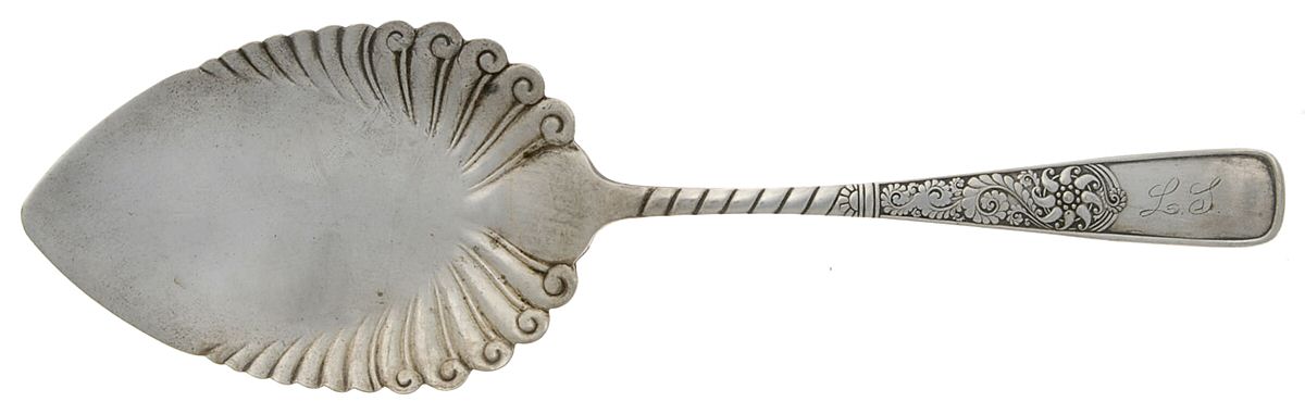 Assyrian (Silverplate, 1887, Monograms) Large Solid Pie Knife by International Silver-1