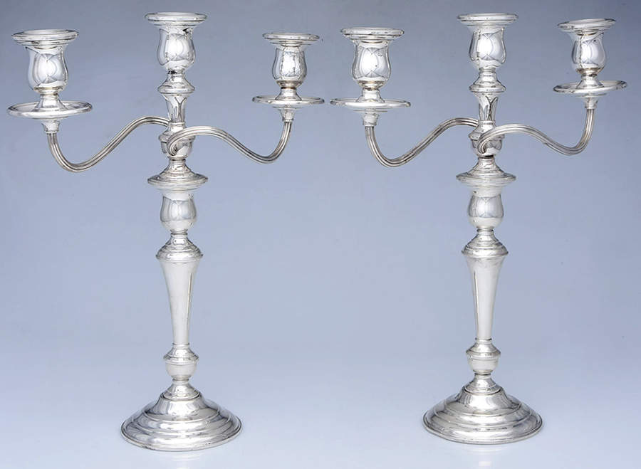 10165 (Sterling, Hollowware) Pair of Weighted 3 Light Candelabra by International Silver-1