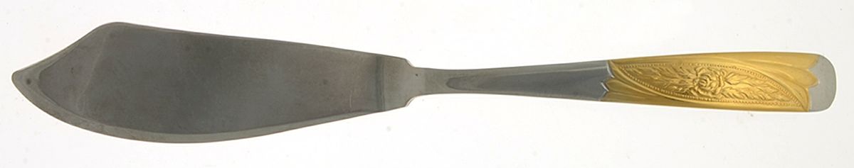 INX1 (Stainless, Gold Accents) Small Solid Piece Cake Knife by Inoxpran-1