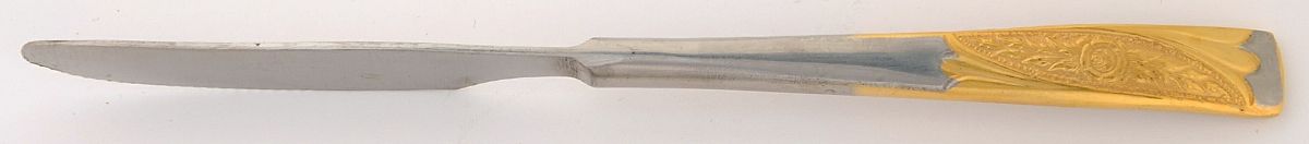 INX1 (Stainless, Gold Accents) Dessert Knife Solid Piece by Inoxpran-1
