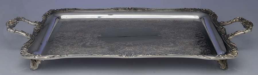 Spring Flower (Silverplate, Hollowware) Large Footed Waiter Tray by International Silver-1