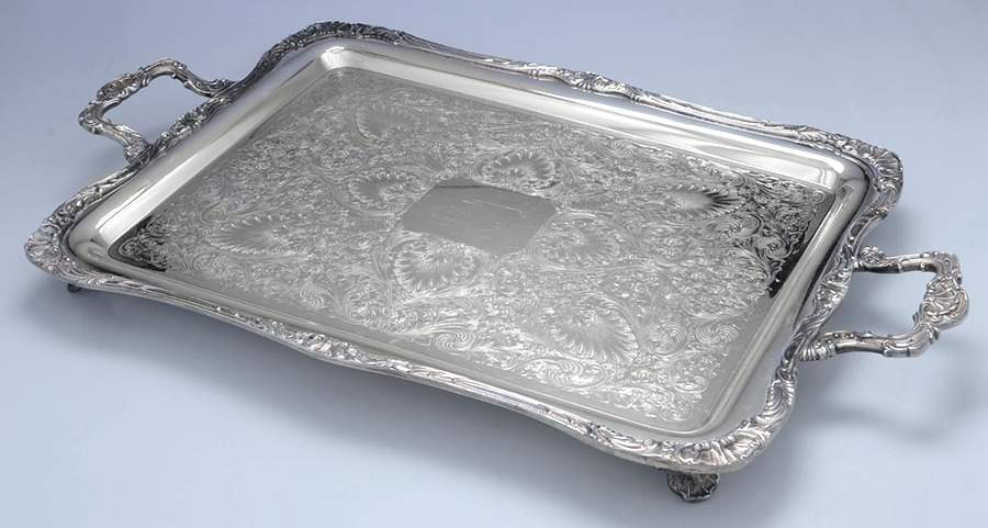 Spring Flower (Silverplate, Hollowware) Large Footed Waiter Tray by International Silver-1