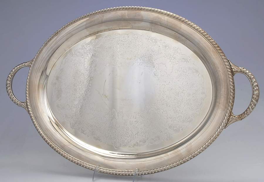 INS593 (Silverplate, Hollowware) Large Silverplate Waiter Tray by International Silver-1