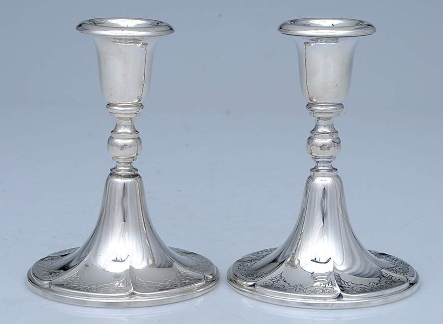 Francis1 (Silverplate, Hollowware) Pair of 6" Console Candleholders by International Silver-1
