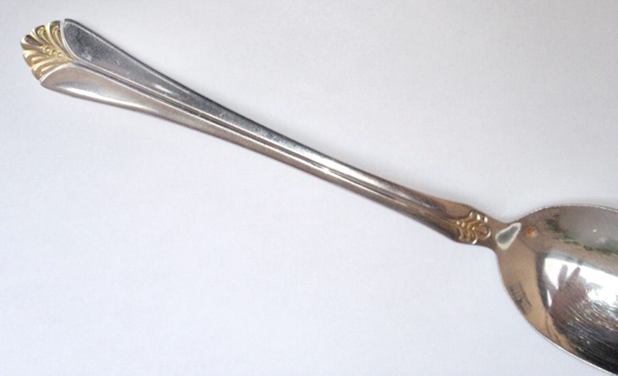 INS538 (Stainless)-Gold Accent Place/Oval Soup Spoon by International Silver-1
