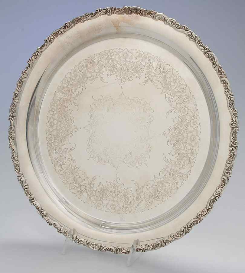 Silver Scroll (Silverplate, Hollowware) 13" Round Tray by International Silver-1