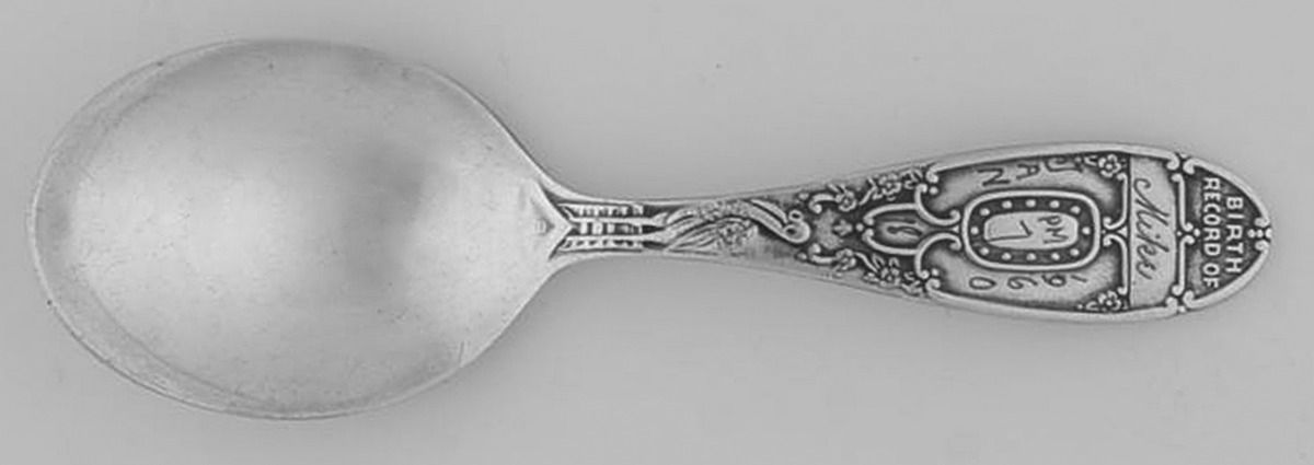 Birth Record (Silverplate) Spoon-Baby/Straight Handle by International Silver-1