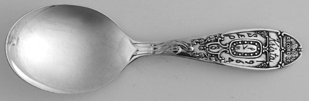 Birth Record (Silverplate) Spoon-Baby/Straight Handle by International Silver-1