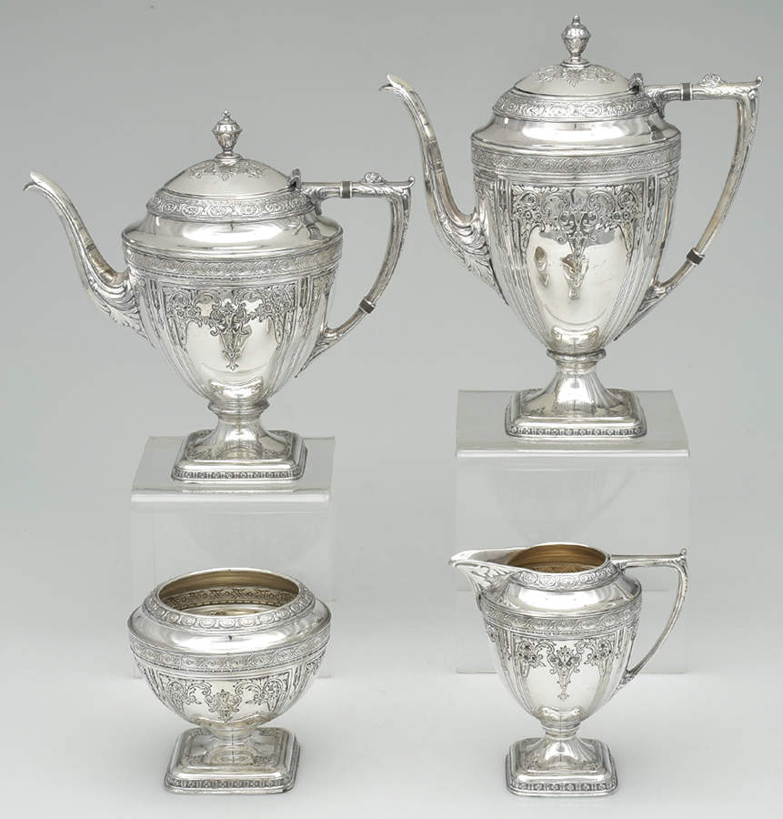 1615 (Silverplate, Hollowware) (4 Piece) Silverplate Tea Set by International Silver-1