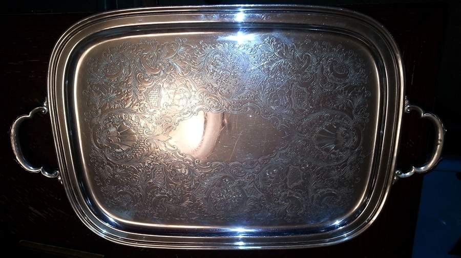 075 (Silverplate, Hollowware) Large Silverplate Waiter Tray by International Silver-1