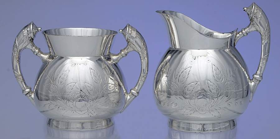 1212 (Silverplate, Hollowware) Creamer & Open Sugar Set by International Silver-1