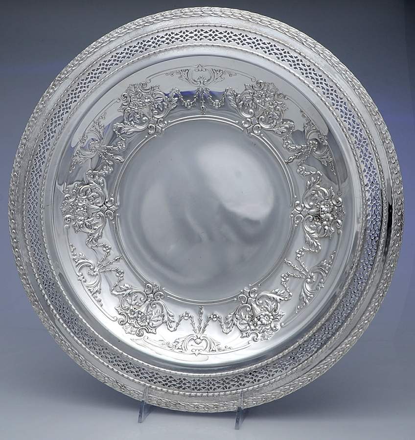 167 (Silverplate, Hollowware) 15" Pierced Round Tray by International Silver-1