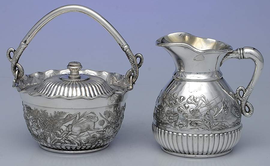 5307 (Silverplate, Hollowware) Creamer & Sugar with Lid Set by International Silver-1