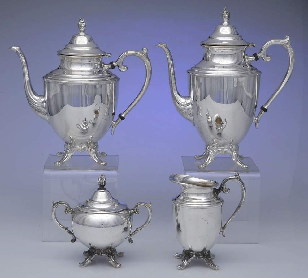 601 (Silverplate, Hollowware) (4 Piece) Silverplate Tea Set by International Silver-1
