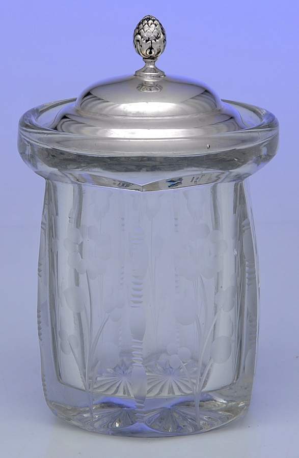V506 (Sterling, Hollowware) Large Crystal Marmalade with Sterling Lid by International Silver-1