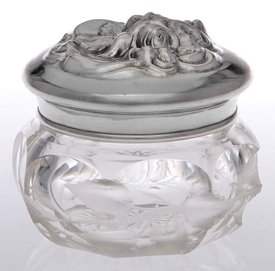 C520 (Sterling, Hollowware) Dresser Jar with Crystal Bowl and Sterling Lid by International Silver-1