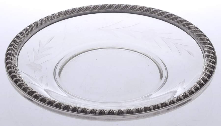 2051 (Sterling, Hollowware) Crystal Wine Coaster with Sterling Lip by International Silver-1